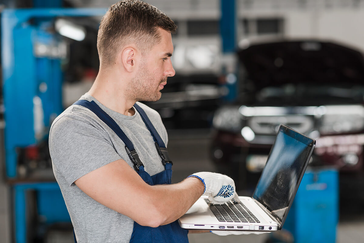 electronic check on car during maintenance and repairs